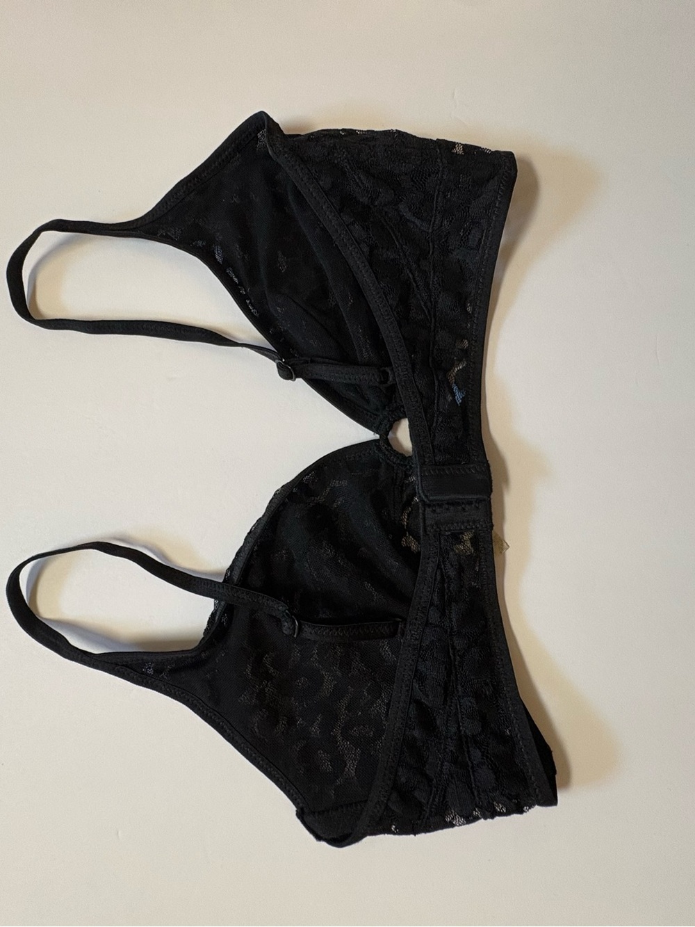 Free People Lace Triangle Bralette with Front Ring - Black S - Picture 7 of 10